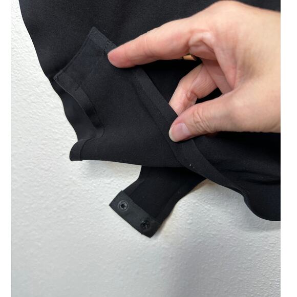 Sezane Burgundy & Black Thibault Bodysuit Crossover Neckline Short Sleeve - Picture 7 of 13